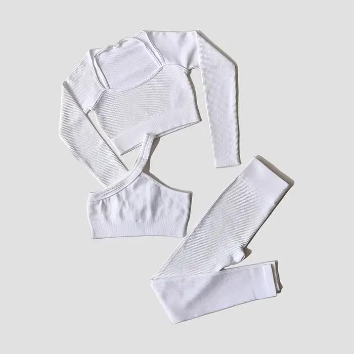 Ensemble de Yoga pour femmes, vêtements de gymnastique, survêtement, manches longues, haut court, so