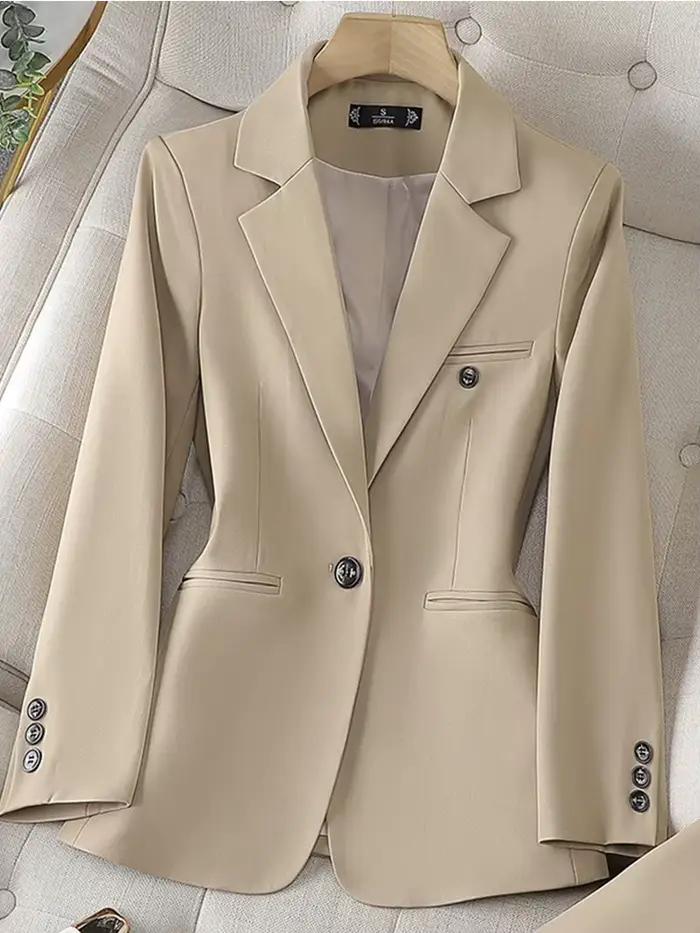 Blazer à manches longues pour femmes, veste mince pour dames, vêtements d'affaires, manteau formel,