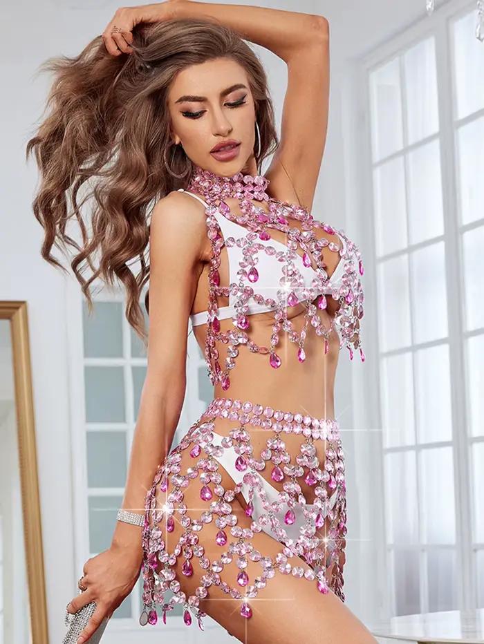 Robe d'été sexy transparente en strass métalliques pour femme 2026, robe de soirée clubbing et de pl