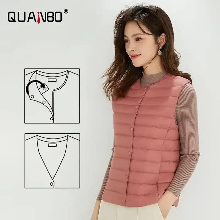 Gilet bouffant sans manches pour femmes, Ultra léger, deux voies, Portable, chaud, sans manches, dou
