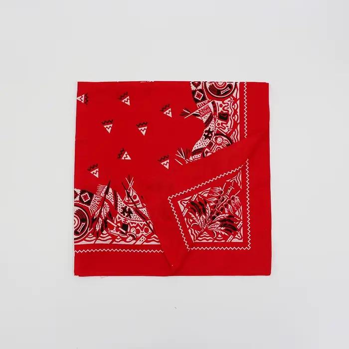 Nouveau Surdimensionné 70CM couleur rouge carré écharpe Style rétro imprimé coton Bandana chapeaux f