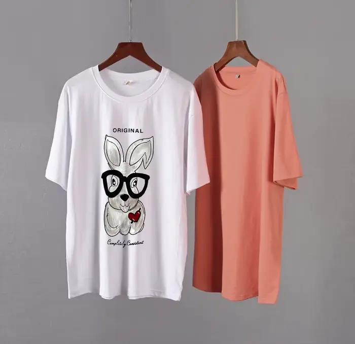 Hirsionsan-T-shirt imprimé dessin animé élégant pour femme, t-shirts décontractés chics, pull en cot