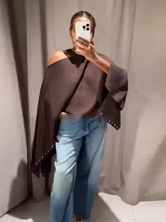 Nouvelle collection Été 2026 : Capes et vestes amples et courtes pour femmes, avec écharpe à rivets,