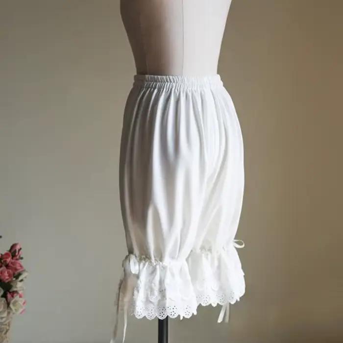 Pantalon bouffant Vintage en dentelle pour femmes, à volants, avec nœud lanterne, couleur unie, sous