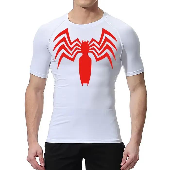 Chemises de compression à imprimé araignée pour hommes, t-shirt de course athlétique, t-shirts à séc