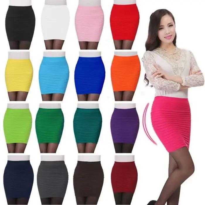 Jupe plissée élastique taille haute pour femme, mini-jupe, drapée, mince, sexy, bureau, été