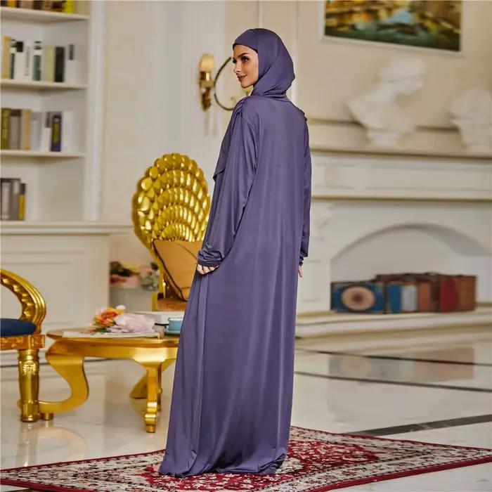 Vêtement de prière pour femmes Ramadan musulman Abaya caftan femmes Jilbab avec Hijab Abayat Islam R