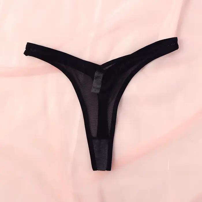 Tongs sans couture pour femmes minuscules Tangas Sexy string Lingerie femme translucide maille corde