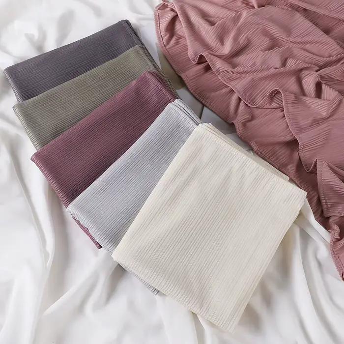 Jersey côtelé Hijab musulman plaine écharpe crêpe Hijab écharpe doux châles islamiques enveloppes ba