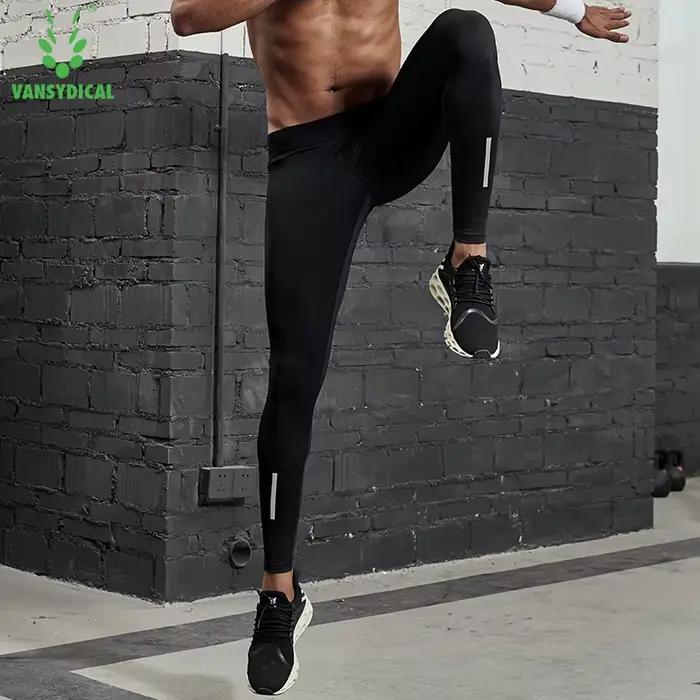 VANSYDICAL pantalons de Compression hommes collants de course avec rayé réfléchissant basket-ball Le
