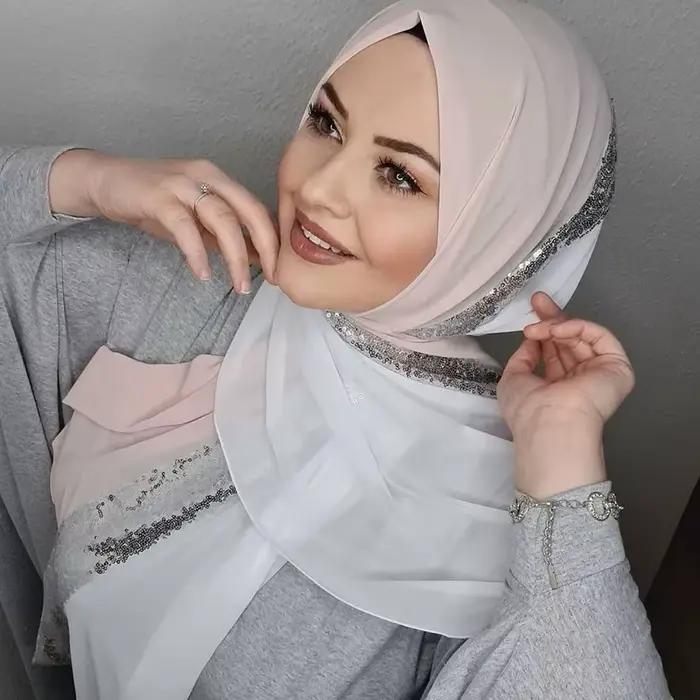 Abaya-Turban Musulman Instantané de Luxe pour Femme, Hijab Carré en Dentelle Modal, Écharpe en Jerse