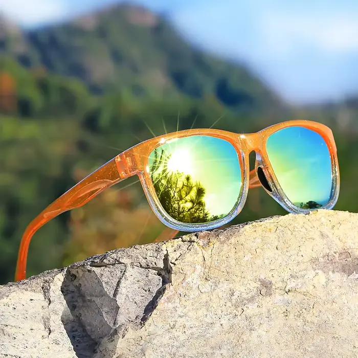 Lunettes de soleil carrées polarisées unisexes, nouveau style, monture légère à paillettes violettes
