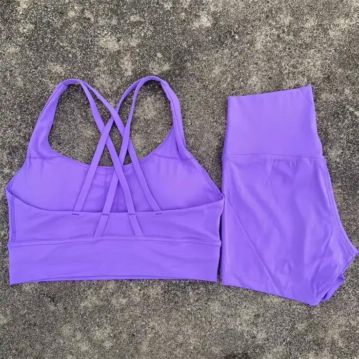 Ensemble de vêtements de Yoga 2 pièces, ensemble short de sport pour femmes, soutien-gorge croisé da