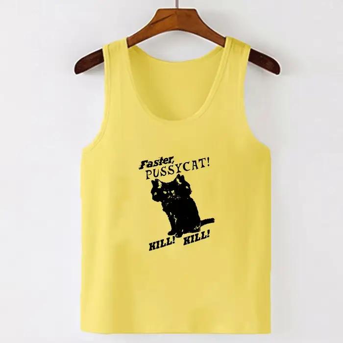 Y-Women FibrCasual Cat Pattern Print Tanks, Style Y2k Aesthetic Sweet Sexy, Précieux, Harajuku Basic