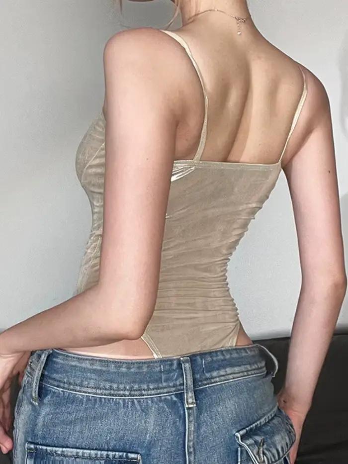 Lingerie une pièce Sexy à lacets, nouvelle mode d'été, couleur unie, sans manches, Slim Fit, body dé