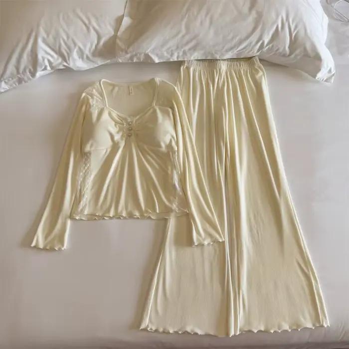 Pijama Mujer Invierno nouveau coussin de poitrine haut vêtements de nuit femmes maison costume velou