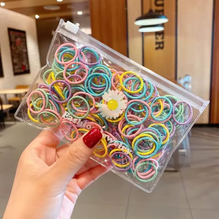 100 pièces/lot petits attaches de cheveux gomme coloré en Nylon élastique corde poupée kaki noir ban