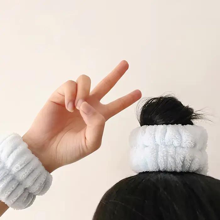 2 pièces réutilisable Spa poignet bandeau doux microfibre serviette bracelets pour laver le visage f