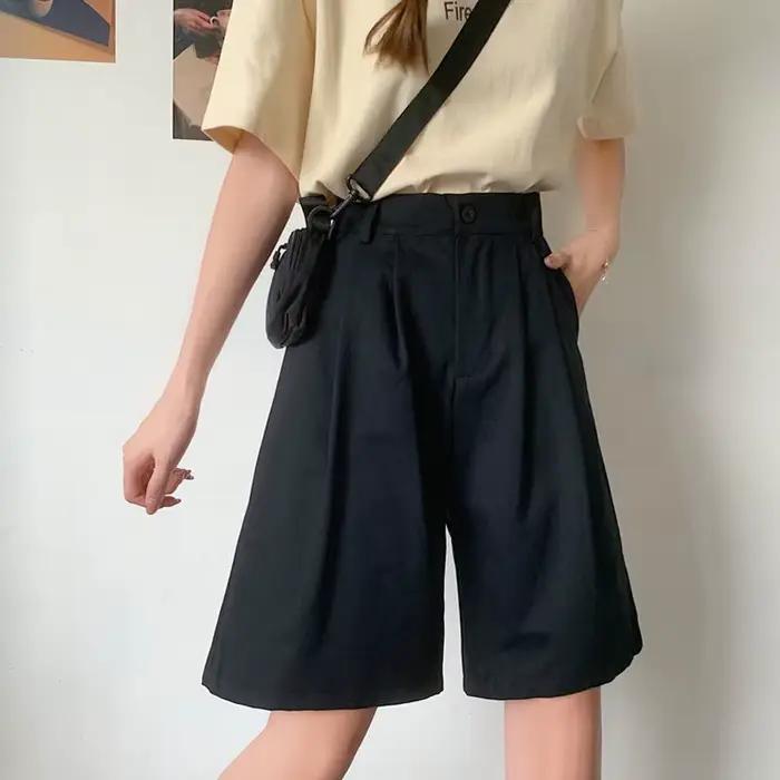 FJpreppy-Short Cargo Femme, All-Match Fashion, Longueur Genou, Bf Casual, Ulzzang Vintage, Office La