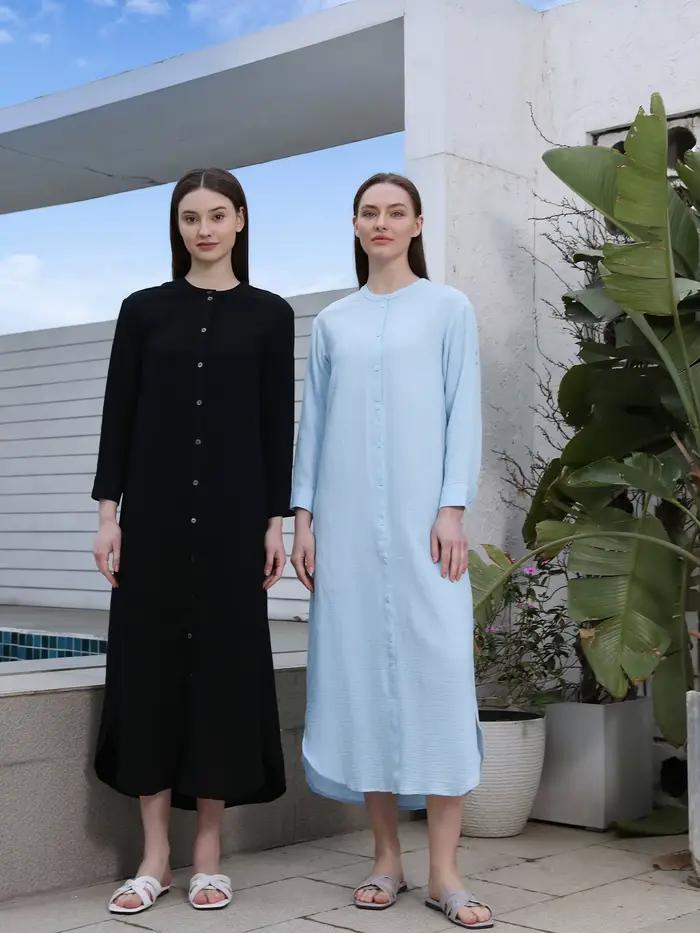AP SS25 – robe chemisier en mousseline pour femmes, tenue décontractée, fentes latérales, longueur d