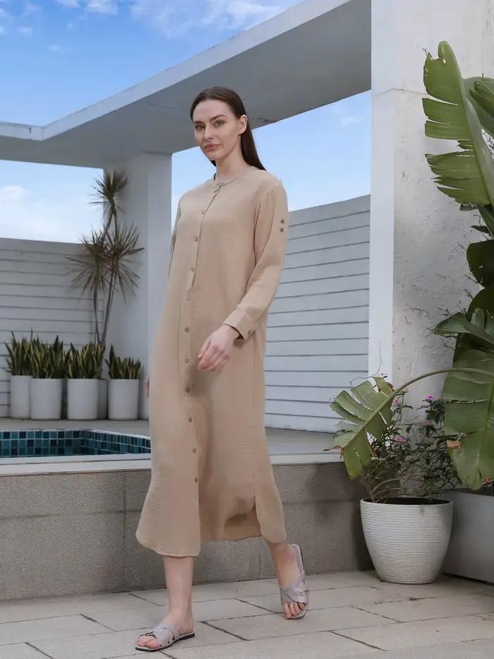 AP SS25 – robe chemisier en mousseline pour femmes, tenue décontractée, fentes latérales, longueur d
