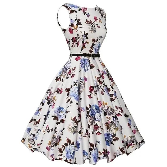 Robes d'été Robe vêtements Robe florale rétro Swing décontracté Vintage robes Rockabilly