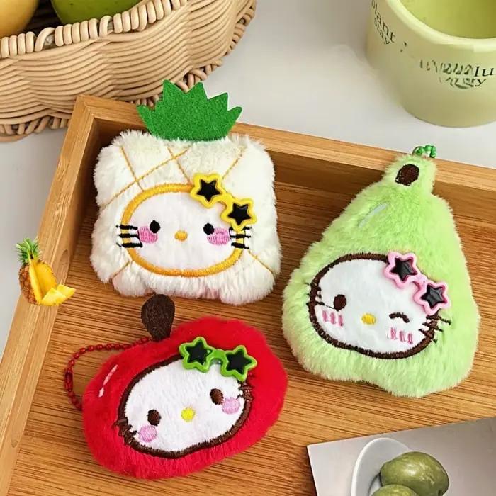 Pendentif chat fruit Sanrio Hello Kitty, porte-clés, pendentif sac à dos, 1/3 pièces