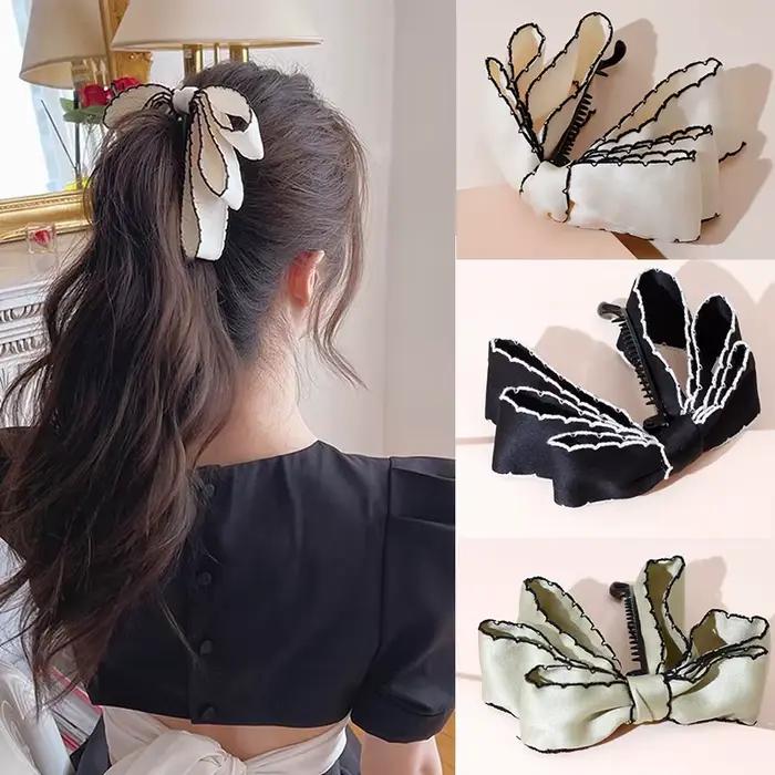 Lystrfac nouvelle couleur unie mode tissu arc banane pinces à cheveux épingle à cheveux pour les fem