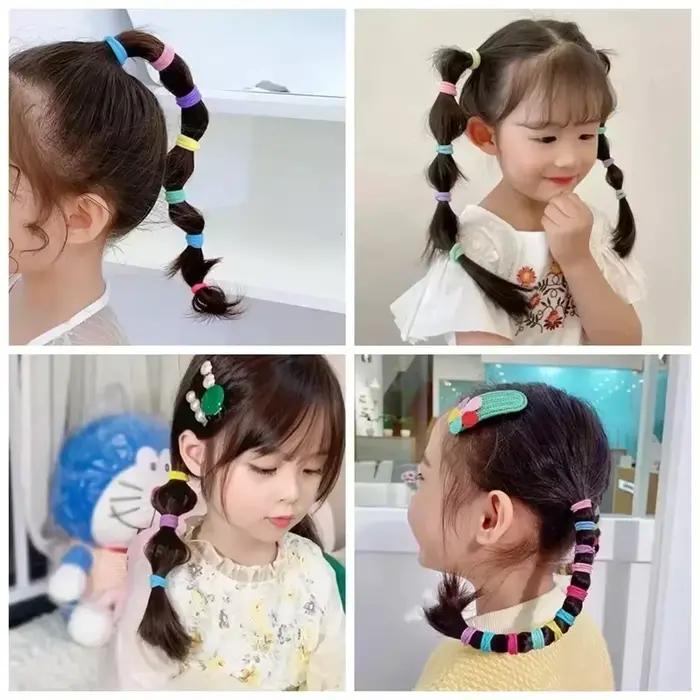 50 pièces/sac coloré de base en Nylon élastique attaches de cheveux pour les filles queue de cheval