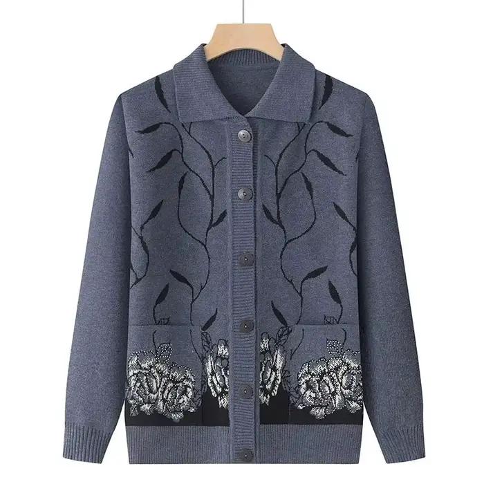 Pull cardigan à manches longues avec boutons pour femmes, manteau chaud, vêtements pour femmes, mère