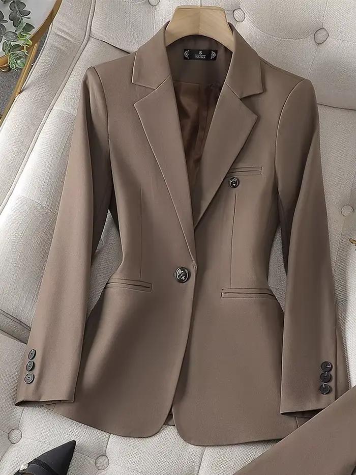 Blazer à manches longues pour femmes, veste mince pour dames, vêtements d'affaires, manteau formel,