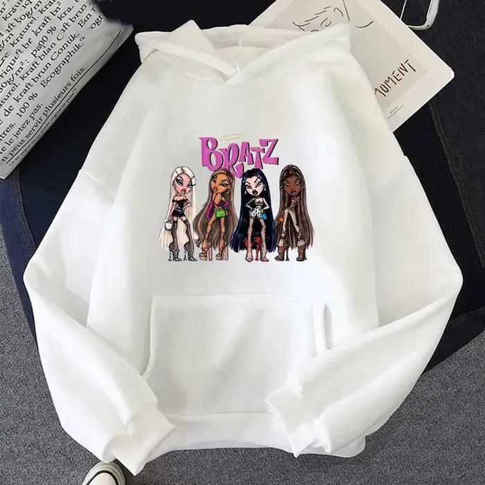 Sweat-shirt Bratz à manches longues pour femme, haut à capuche, décontracté, Streetwear graphique, à
