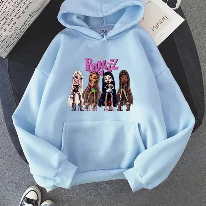 Sweat-shirt Bratz à manches longues pour femme, haut à capuche, décontracté, Streetwear graphique, à