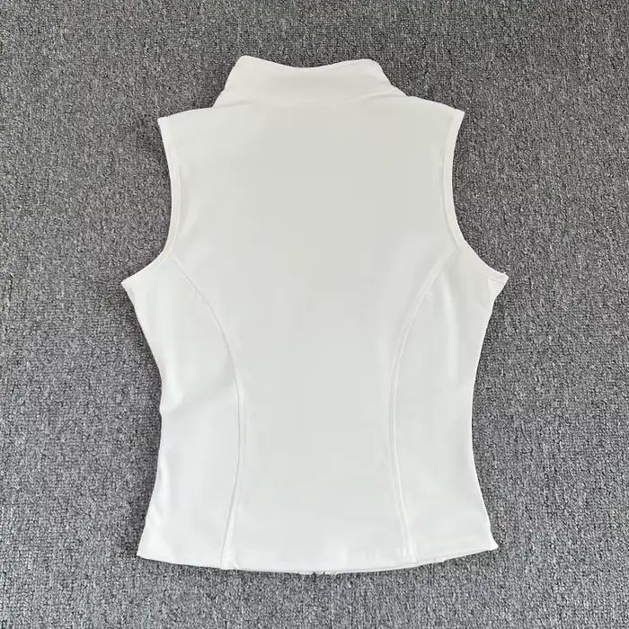 Haut de Sport sans manches pour femmes, coupe cintrée, séchage rapide, col montant élastique, vêteme