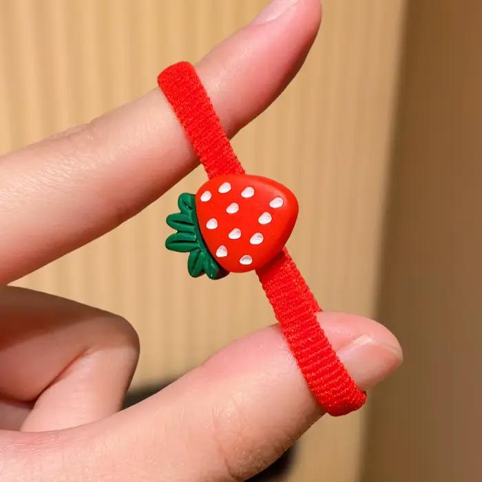 Ensemble d'attaches de cheveux multicolores en forme de fraise, 10 pièces, Design mignon, accessoire