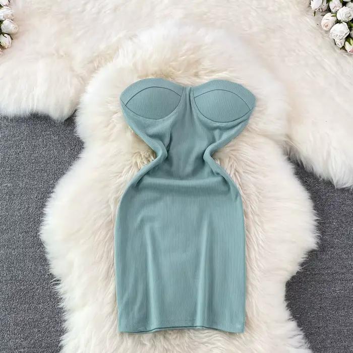 Robe bustier tubulaire sans bretelles, épaules dénudées, Sexy, moulante, Club de fête, élégante, ann