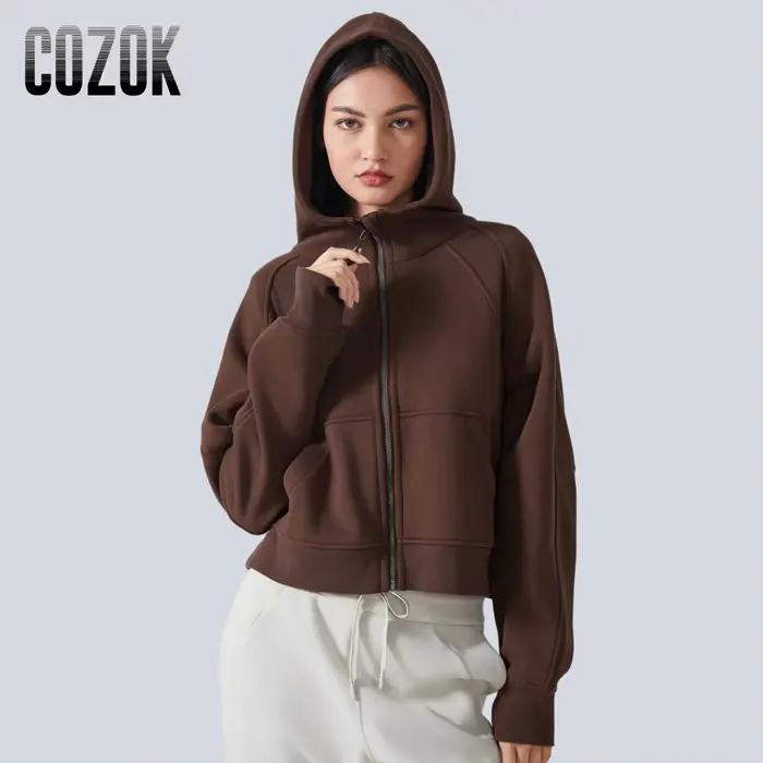Sweat-shirt à Capuche avec Fermeture Éclair Complète pour Femme, Vêtement d'Hiver Chaud, Manteau de