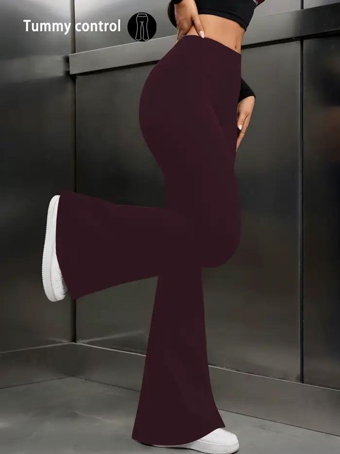 Pantalon évasé super doux pour femme, taille haute, effet ventre plat, legging de yoga et d'entraîne