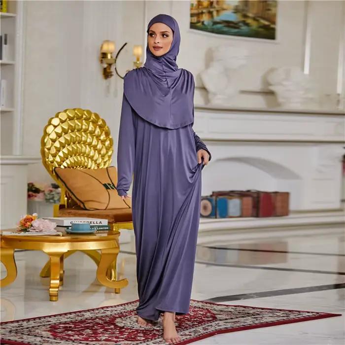 Vêtement de prière pour femmes Ramadan musulman Abaya caftan femmes Jilbab avec Hijab Abayat Islam R