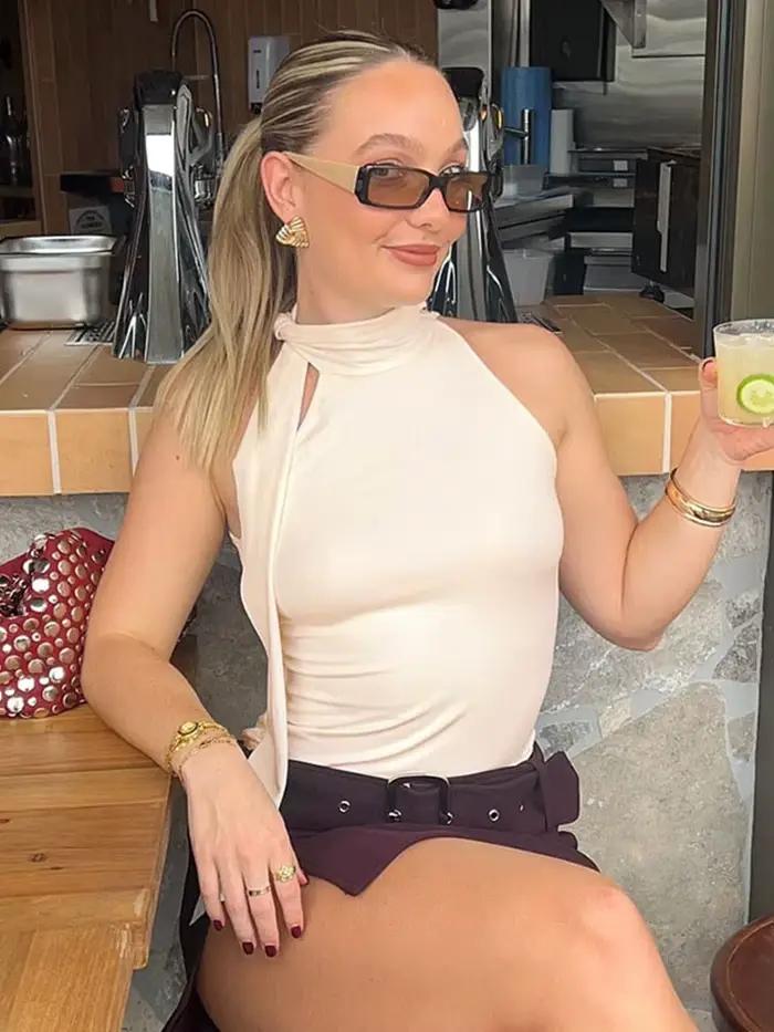 Débardeur slim sans manches pour femmes, col licou, nœud papillon solide, Style de rue, mode, Design