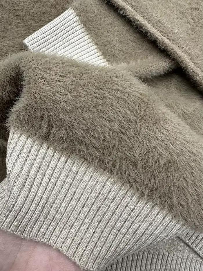 Pull épais en velours pour femme, col rond, Slim, chaud, manches longues, tricoté, décontracté, doub