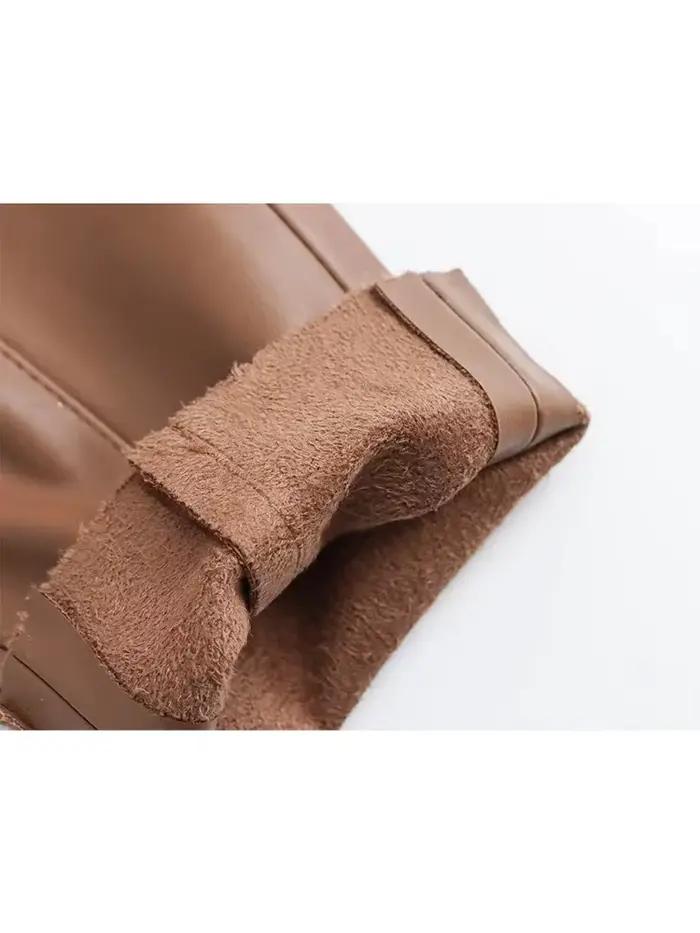 HH 2024 Pantalon en simili cuir pour femme Taille haute Pantalon à jambes droites Mode Femme Streetw