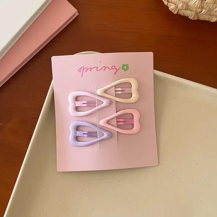 Mini pinces à cheveux géométriques colorées pour filles, 4 pièces/ensemble, ornements pour cheveux,
