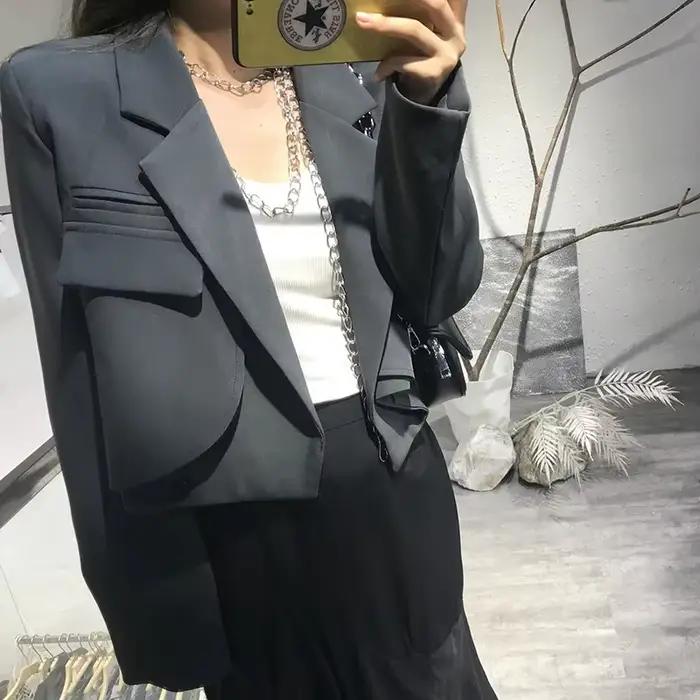 Court Petit Costume Veste Dame 2023 Printemps Automne Nouveau Style Occidental Veste de Costume Blaz