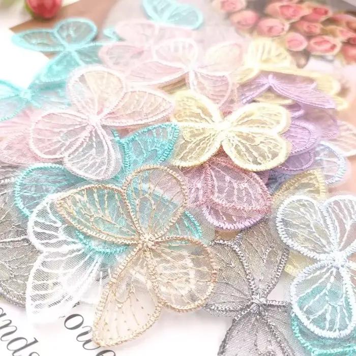 Patchs en tissu papillon en maille brodée 4.5x3.5cm, 20 pièces/lot, Appliques pour vêtements, fourni