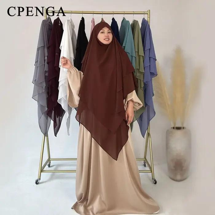Turban uni en mousseline de soie pour femmes musulmanes, Hijab simple, tiens imar modeste, Turban un