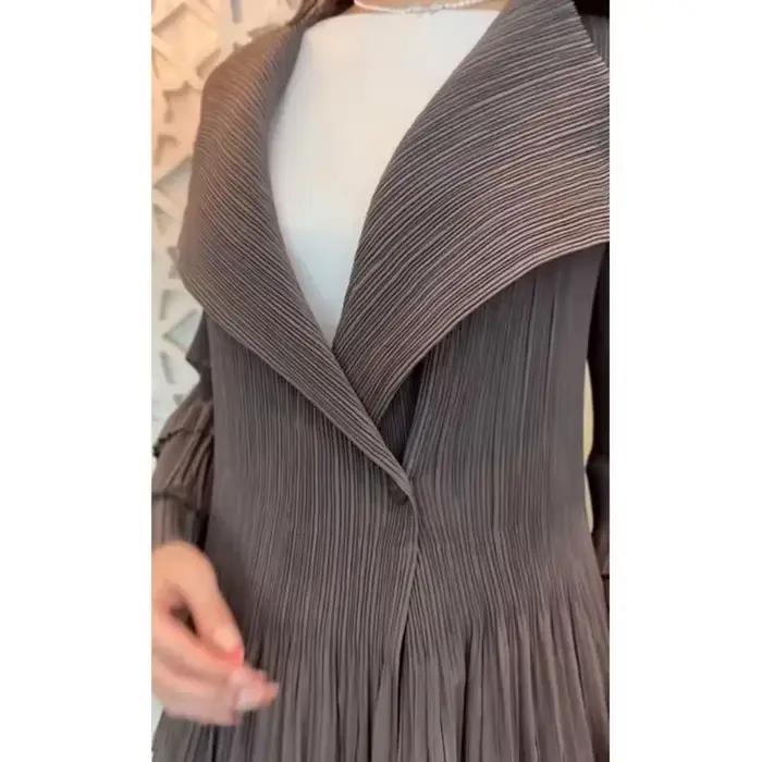 YUDX-Manteau à volants plissés épissés pour femmes, revers, manches évasées complètes, bouton unique