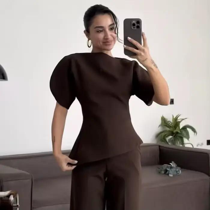 T-shirts à manches courtes bouffantes décontractés chics pour femmes, nouveaux t-shirts à manches co