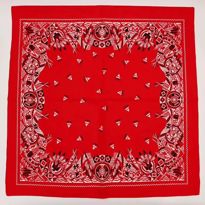Nouveau Surdimensionné 70CM couleur rouge carré écharpe Style rétro imprimé coton Bandana chapeaux f
