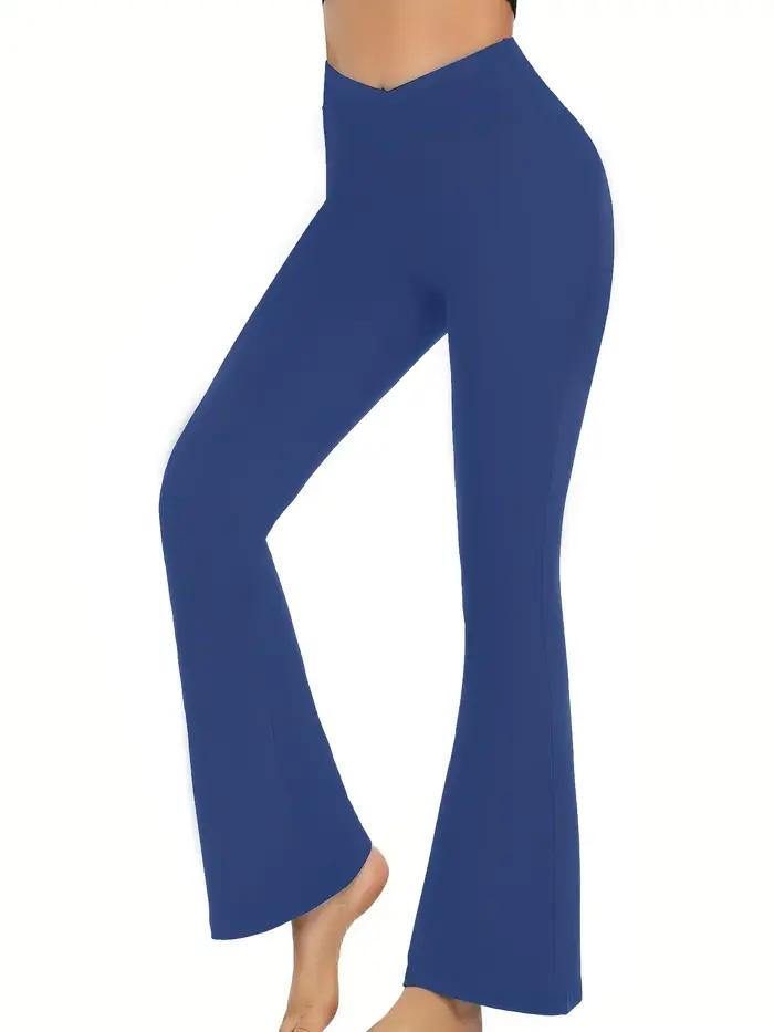 TUNIControl-Leggings évasés croisés pour femmes, pantalons de yoga, bas à cloche, taille haute, V, B